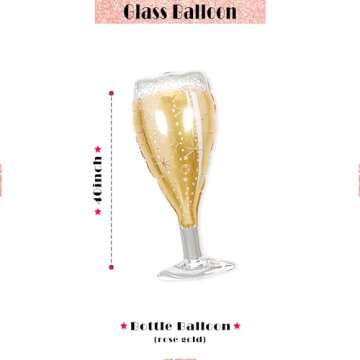 40 inch Bride Balloons White Letters Banner - Bachelorette Party Decorations Kit - Bach Party Supplies and Favors with Ring Balloon, Bottle Balloon and Glass Balloon