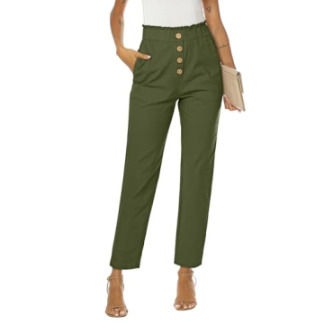 NIMIN Women's Stylish High Waist Pants with Pockets for Casual Workwear