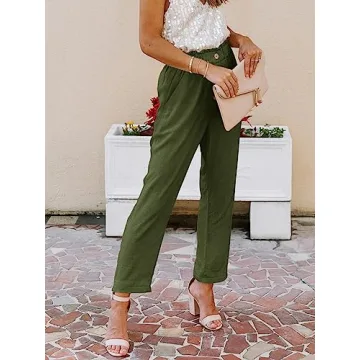 Stylish NIMIN Women's Casual High Waist Pants with Pockets
