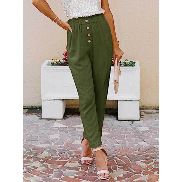 Stylish NIMIN Women's Casual High Waist Pants with Pockets