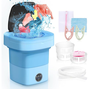 Portable Washing Machine with 3 Intelligent Cleaning Modes, 11L Mini Washer with Foldable Design, Mi...