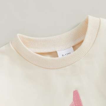 xkwyshop Infant Baby Girl First Birthday Outfit One Year Old Bow Embroidery Long Sleeve Sweatshirt Bubble Romper Clothes Fall (Beige, 12-18 Months)