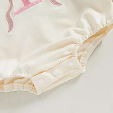 xkwyshop Infant Baby Girl First Birthday Outfit One Year Old Bow Embroidery Long Sleeve Sweatshirt Bubble Romper Clothes Fall (Beige, 12-18 Months)