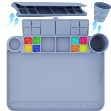 Svartur Silicone Painting Mat with Cup and Palette Removable, 17"X13" Thick Silicone Art Mat for Cra...