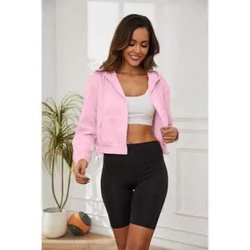 Trendy LOFAAC Women Fleece Cropped Hoodie for Year-Round Comfort