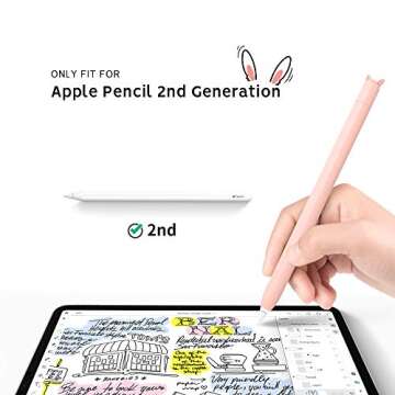 Cute Ear Case Silicone Skin Cover for Apple Pencil 2nd Generation, and Protective Nib Cover Accessor...