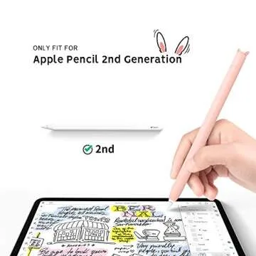 Cute Ear Case Silicone Skin Cover for Apple Pencil 2nd Generation, and Protective Nib Cover Accessor...