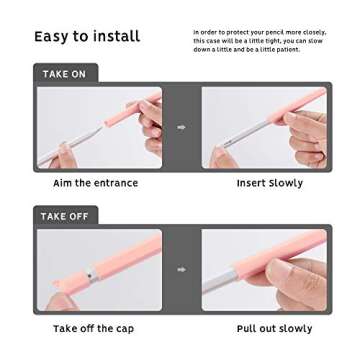 Cute Ear Case Silicone Skin Cover for Apple Pencil 2nd Generation, and Protective Nib Cover Accessories Compatible with iPad Pro 11 12.9 inch,Pink