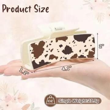 Yussti Western Leather Hair Claw Clips Sunflower Floral Square Claw Clips for Hairstyling Southwest Cow Print Cowhide Hair Accessories Large Aesthetic Western Cowgirl Stuff Gift for Women Girls