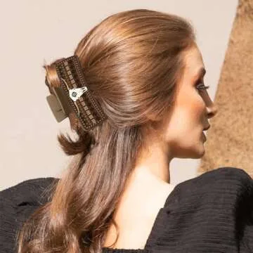 Yussti Western Leather Hair Claw Clips Sunflower Floral Square Claw Clips for Hairstyling Southwest Cow Print Cowhide Hair Accessories Large Aesthetic Western Cowgirl Stuff Gift for Women Girls