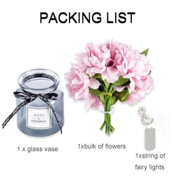 BLOSMON Pink Coffee Table Bathroom Decor Small Lilac Flowers with Gray Vase Home Living Room Bedroom...