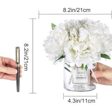 BLOSMON Pink Coffee Table Bathroom Decor Small Lilac Flowers with Gray Vase Home Living Room Bedroom Vanity Nightstand Flower Arrangement Decorations Peony Artificial Flowers in Vase Office Desk
