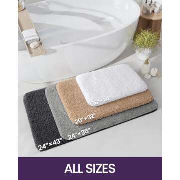 DEXI Bathroom Rug Mat, 2x1.4, Non Slip Washable Absorbent Microfiber Mats, Thick Soft Floor Shower R...