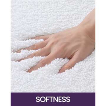 DEXI Bathroom Rug Mat, 2x1.4, Non Slip Washable Absorbent Microfiber Mats, Thick Soft Floor Shower Rugs for Bath Accessories Decor, 24"x16", White