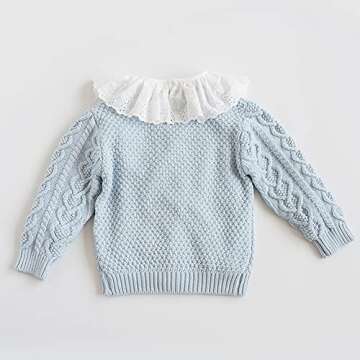 Baby Girls Cable Knit Cardigan Sweater Crewneck Embroider Cardigan Button Warm Jacket Coat for Toddl...