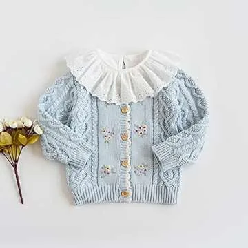 Cute Baby Girls Cable Knit Cardigan Sweater for Toddlers