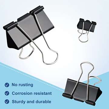 208 PCS Binder Clips Paper Clamps Assorted Sizes, Metal Paper Binder Clip, Black Binding Paperwork C...