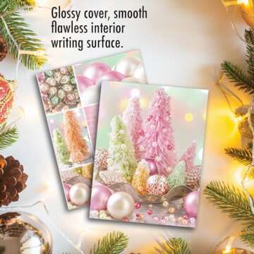 The Best Card Company - 10 Retro Merry Christmas Cards Bulk - Vintage Holiday Notecards with Envelopes (4 x 5.12 Inch) - Pastel Noel M6714XSG