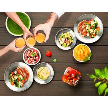 Wealers Stainless Steel Plates and Bowls Camping Set Small and Large Dinnerware for Kids, Adults, Family | Camping, Hiking, Beach, Outdoor Use | Incl. Travel Bag (24 Piece Set)