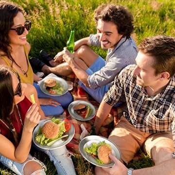 Wealers Stainless Steel Plates and Bowls Camping Set Small and Large Dinnerware for Kids, Adults, Family | Camping, Hiking, Beach, Outdoor Use | Incl. Travel Bag (24 Piece Set)