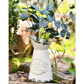 Soyizom Galvanized Metal Pitcher Farmhouse Decor Jugs White Pitcher Vases Flower Jugs Vase Shabby Chic Decor Water Can Milk Jug Rustic Decorations for Home Christmas Wedding,White-Jug/8.9”H-Small