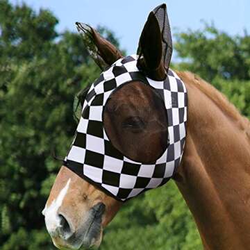 Harrison Howard Super Comfort Stretchy Fly Mask Large Eye Space with UV Protection Soft on Skin with...