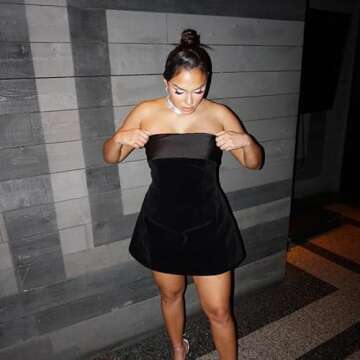 ANKOMINA Women's Sexy Strapless Bodycon Mini Dress Velvet Off Shoulder A-Line Tube Top Dress Party Club Dresses Black