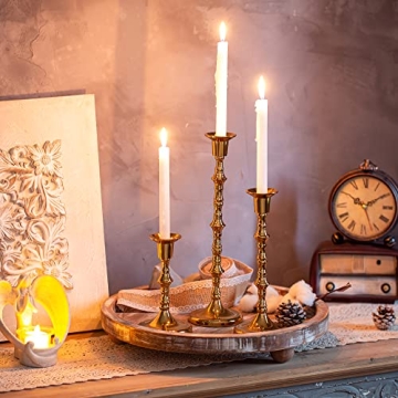Inweder Gold Taper Candle Holders Set of 3 for Home Decor