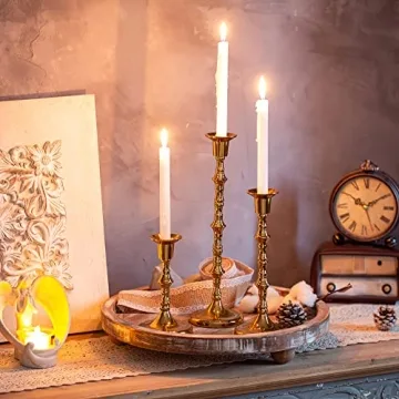 Inweder Gold Taper Candle Holders Set of 3 for Home Decor