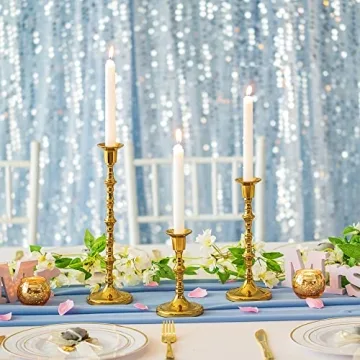 Inweder Gold Taper Candle Holders Set of 3 for Home Decor