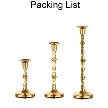 Inweder Gold Taper Candle Holders Set of 3 for Home Decor