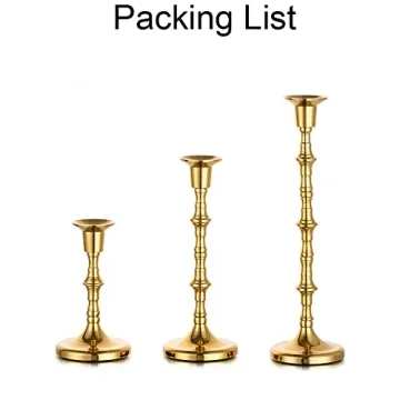 Inweder Gold Taper Candle Holders Set of 3 for Home Decor