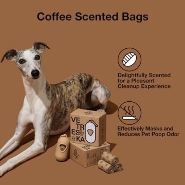 VETRESKA Eco-Friendly Coffee Scented Dog Poop Bags with Holder
