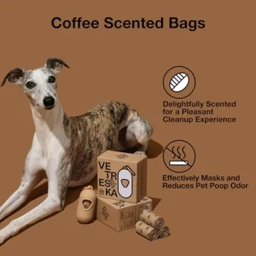 VETRESKA Eco-Friendly Coffee Scented Dog Poop Bags with Holder