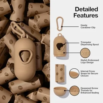 VETRESKA Eco-Friendly Coffee Scented Dog Poop Bags with Holder