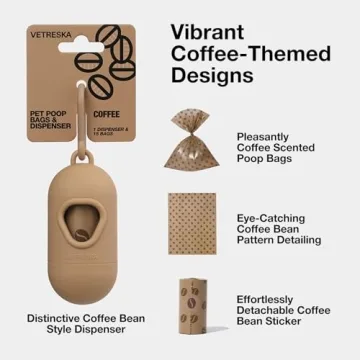 VETRESKA Eco-Friendly Coffee Scented Dog Poop Bags with Holder