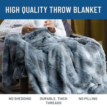 Everlasting Comfort Faux Fur Throw Blanket - Soft, Fluffy, Fuzzy, Plush, Thick, Minky Throws