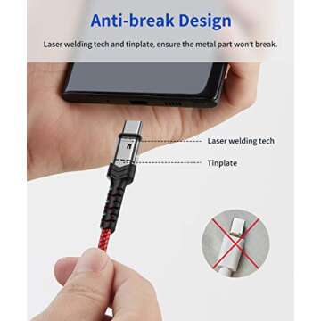 JSAUX USB C to Micro USB Cable 6.6FT, Type C to Micro USB Charger Braided Cord， Support Charge & Sync Compatible with MacBook (Pro),Galaxy S8, S9, S10, Pixel 3 XL, 2 XL and Micro USB Devices- Red/2M