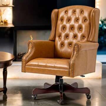 ECOTOUGE Ergonomic Tufted Office Chair in Camel Color