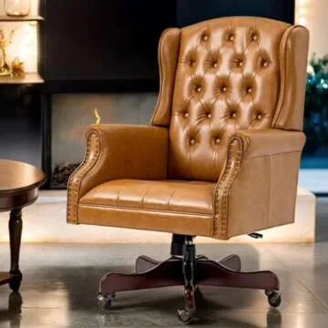 ECOTOUGE Ergonomic Tufted Office Chair in Camel Color
