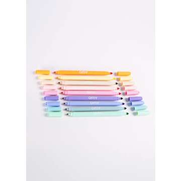 Omy Signature Pastel Double Tipped Felt Markers, Box of 9 Pastel Colors, Box Transforms Into a Holder, Great for Kids