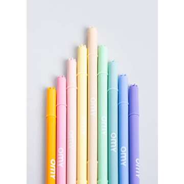 Omy Signature Pastel Double Tipped Felt Markers, Box of 9 Pastel Colors, Box Transforms Into a Holder, Great for Kids