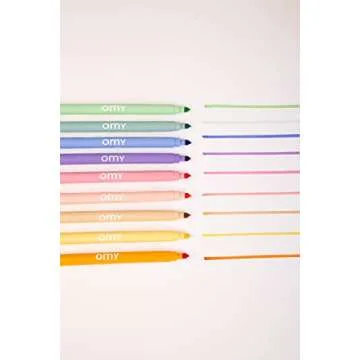 Omy Signature Pastel Double Tipped Felt Markers, Box of 9 Pastel Colors, Box Transforms Into a Holder, Great for Kids