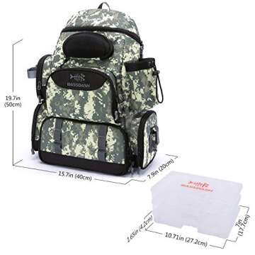 BASSDASH Fishing Tackle Backpack Water Resistant Tactical Bag Soft Tackle Box with Rod Holder and Pr...