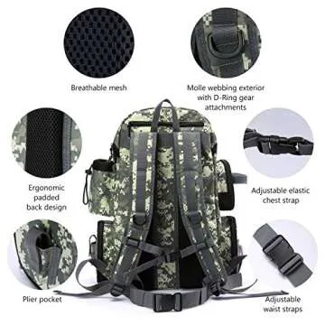 BASSDASH Fishing Tackle Backpack Water Resistant Tactical Bag Soft Tackle Box with Rod Holder and Protective Rain Cover