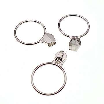 Leekayer #5 Silver Metallic Nylon Coil Zippers by The Yard Bulk 10 Yards White Zipper Tape with 25pcs Silver Ring Pull Sliders for DIY Sewing Tailor Craft Bag(White)