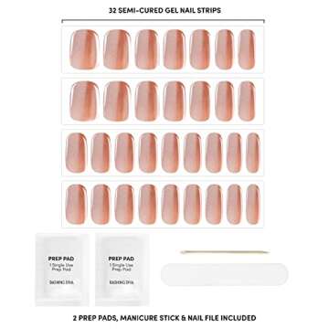 Dashing Diva Glaze Nail Strips - Chocolate Glaze | Works with Any LED Nail Lamp | Long Lasting, Semicured Gel Nail Strips | Contains 32 Salon Quality Black Nail Wraps, 1 Prep Pad, 1 Nail File
