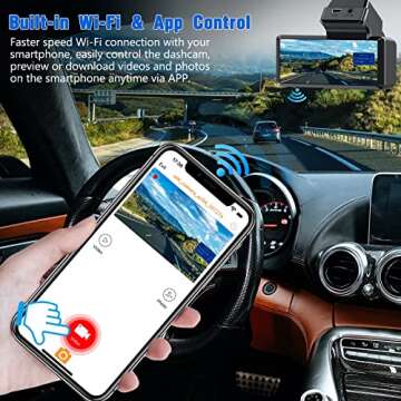 Vlokda 2K QHD Dash Cam - Built-In Wi-Fi, Night Vision, G-Sensor