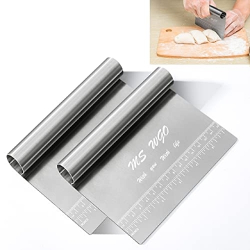 Pro Dough Pastry Scraper/Cutter/Chopper Stainless Steel Mirror Polished with Measuring Scale Multipu...