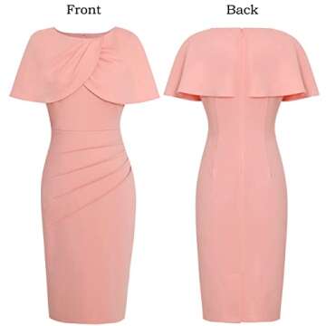 VFSHOW Womens Pink Draped Cape Ruched Slim Fitted Party Cocktail Stretch Bodycon Pencil Sheath Dress 7285 PIK S